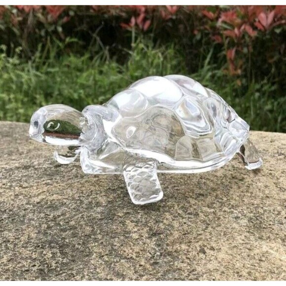 New Tortoise Crystal Glass Turtle Figurine Clear Feng Shui Peace - Picture 6 of 7